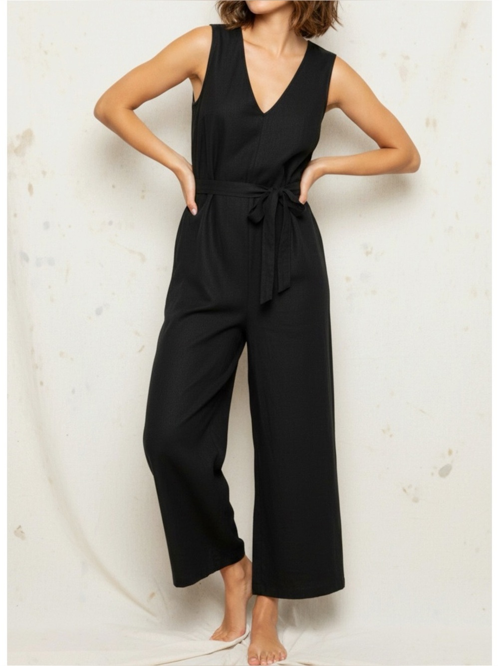 ELIZABETH SUZANN Mara Jumpsuit, Back Mid-weight Linen, Medium (Tall)